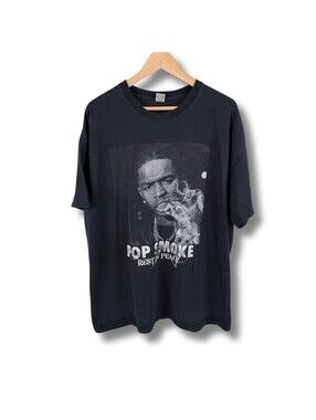 Pop Smoke Shirt Size 2XL Rest In Peace Black T-Shirt 100% Cotton RARE Rap Tee